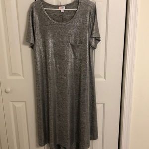 Lularoe Carly dress size L sparkly silver